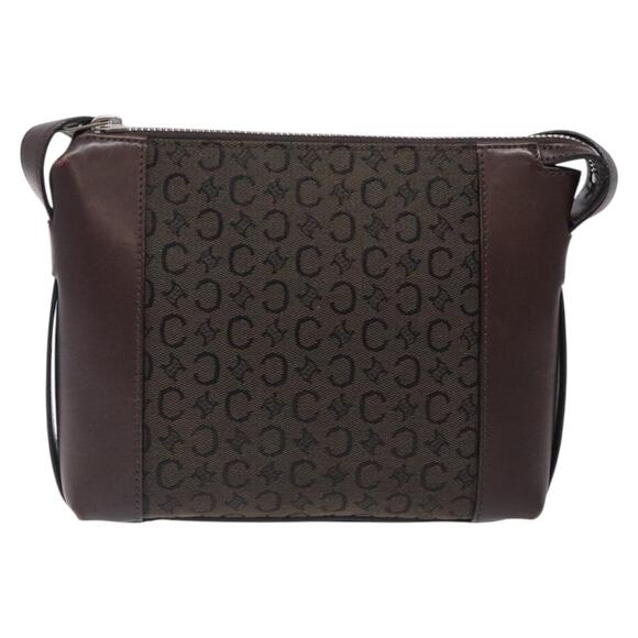 CELINE C Macadam Canvas Shoulder Bag Brown Silver - Picture 2 of 12